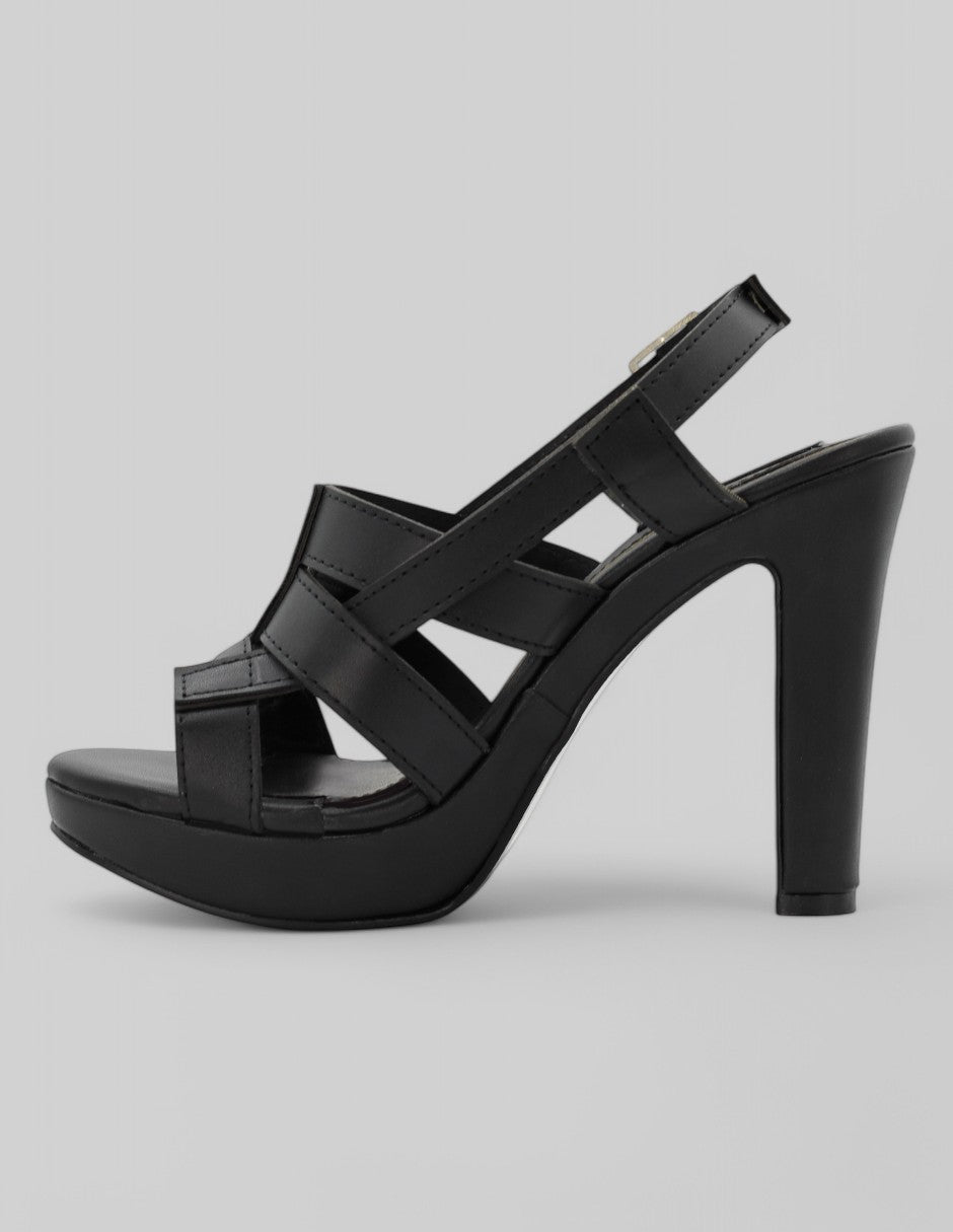 Sandalia con tacón Sassy en Piel vegana - Negro