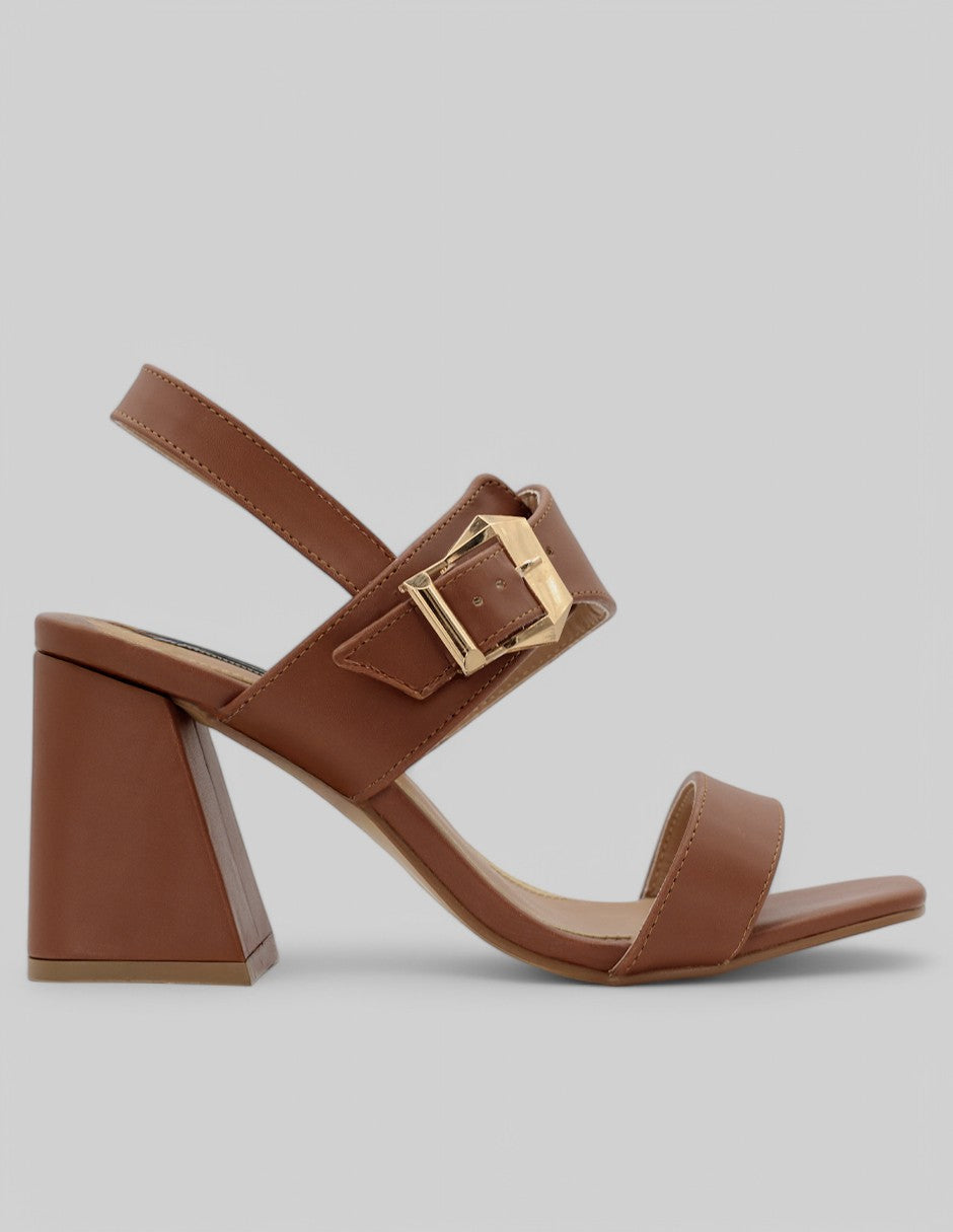 Sandalia con tacón Sprint en Piel vegana - Café