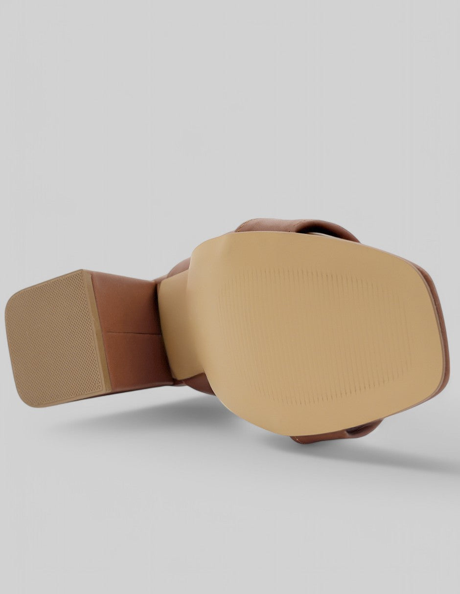 Sandalia con tacón Sprint en Piel vegana - Café