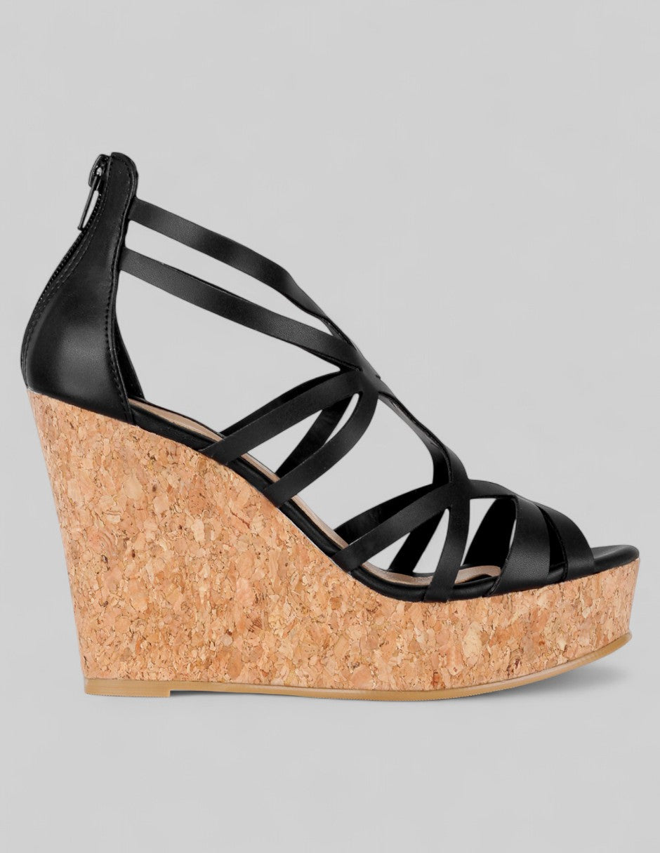 Sandalias con plataforma Naia en Piel vegana – Negro