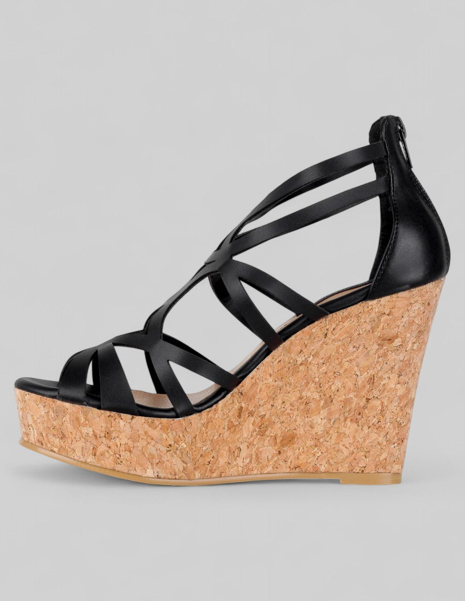 Sandalias con plataforma Naia en Piel vegana – Negro