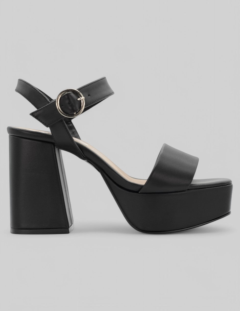 Sandalia con tacón Sassy en Piel vegana - Negro