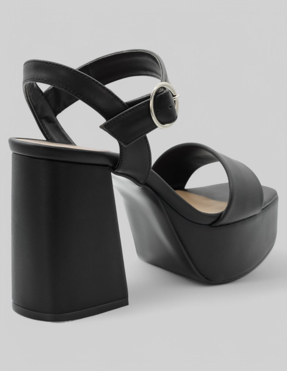 Sandalia con tacón Sassy en Piel vegana - Negro
