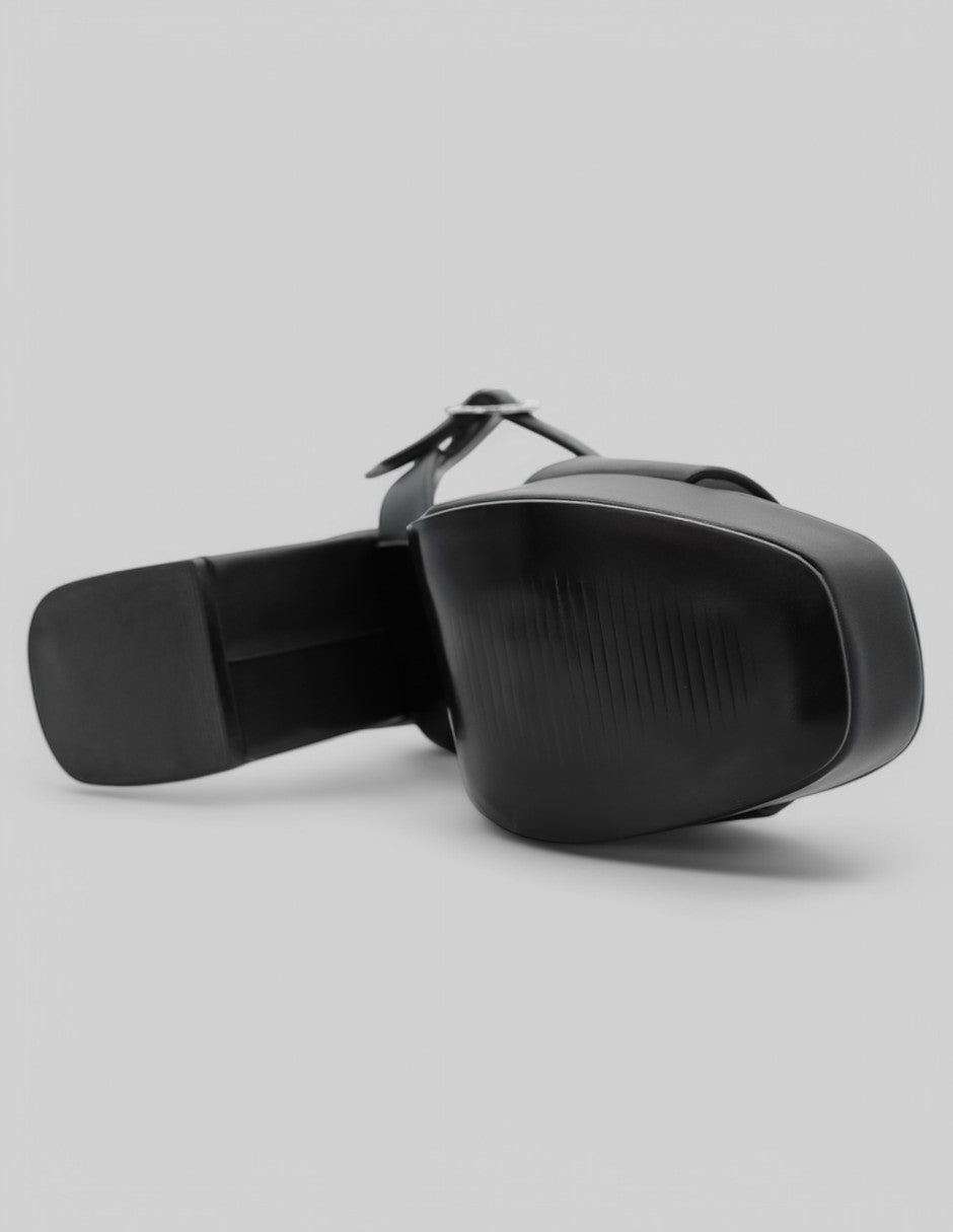 Sandalia con tacón Sassy en Piel vegana - Negro