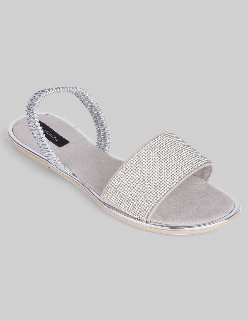 Sandalias de piso Exterior Sintético Color Plata Para Mujer De RBCOLLECTION