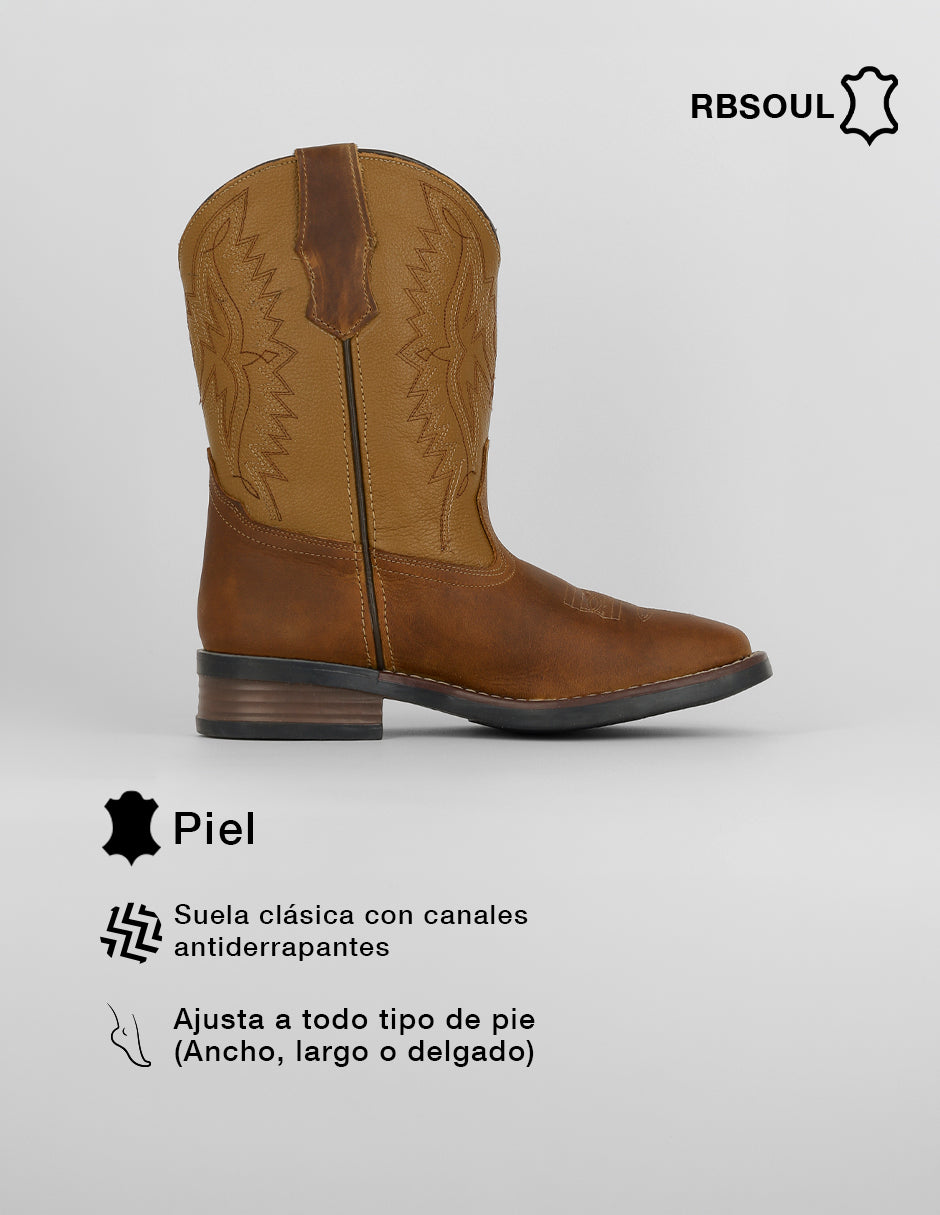 Botas tipo western West en Piel – Café