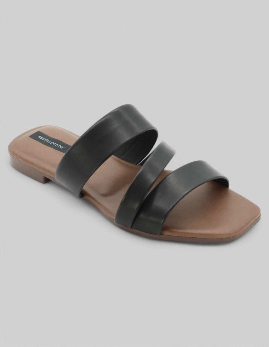 Sandalias de piso Exterior Piel vegana Color Negro Para Mujer De RBCOLLECTION
