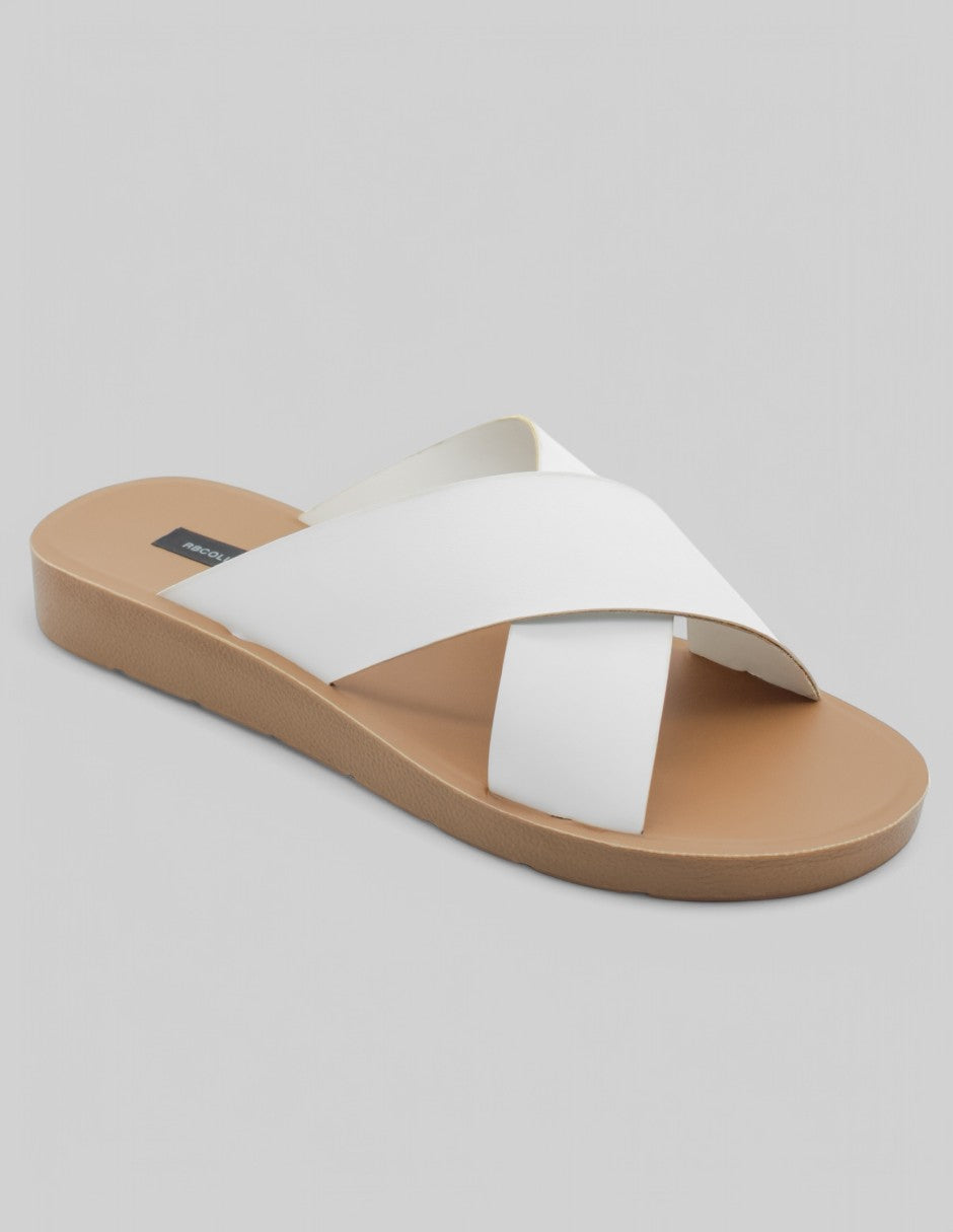 Sandalias de piso Exterior Piel vegana Color Blanco Para Mujer De RBCOLLECTION