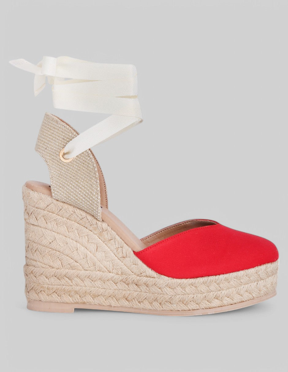 Sandalias con plataforma Oria en Textil de Ferrioni - Rojo