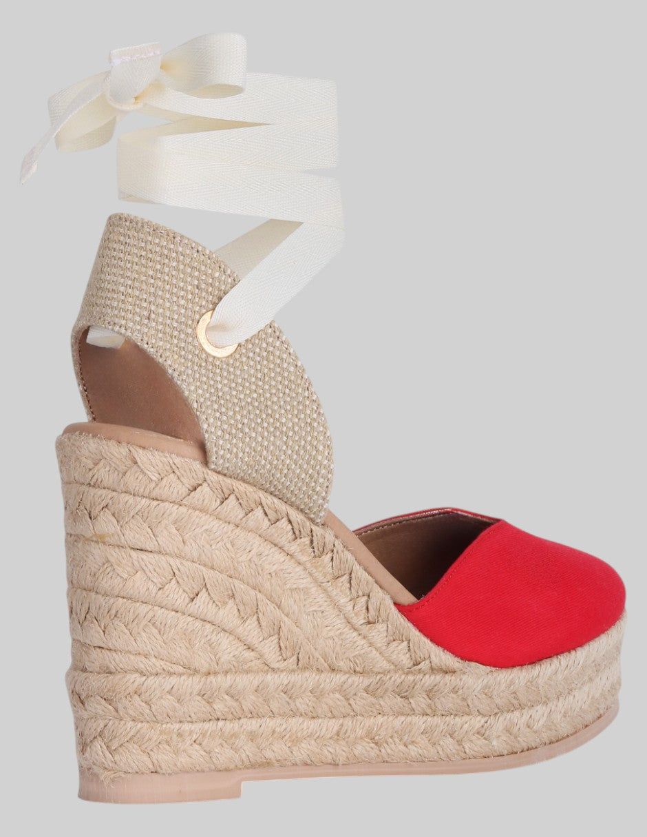 Sandalias con plataforma Oria en Textil de Ferrioni - Rojo