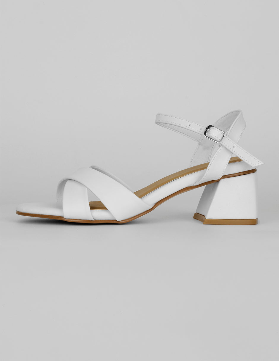 Sandalia con tacón Exterior Piel vegana Color Blanco Para Mujer De RBCOLLECTION