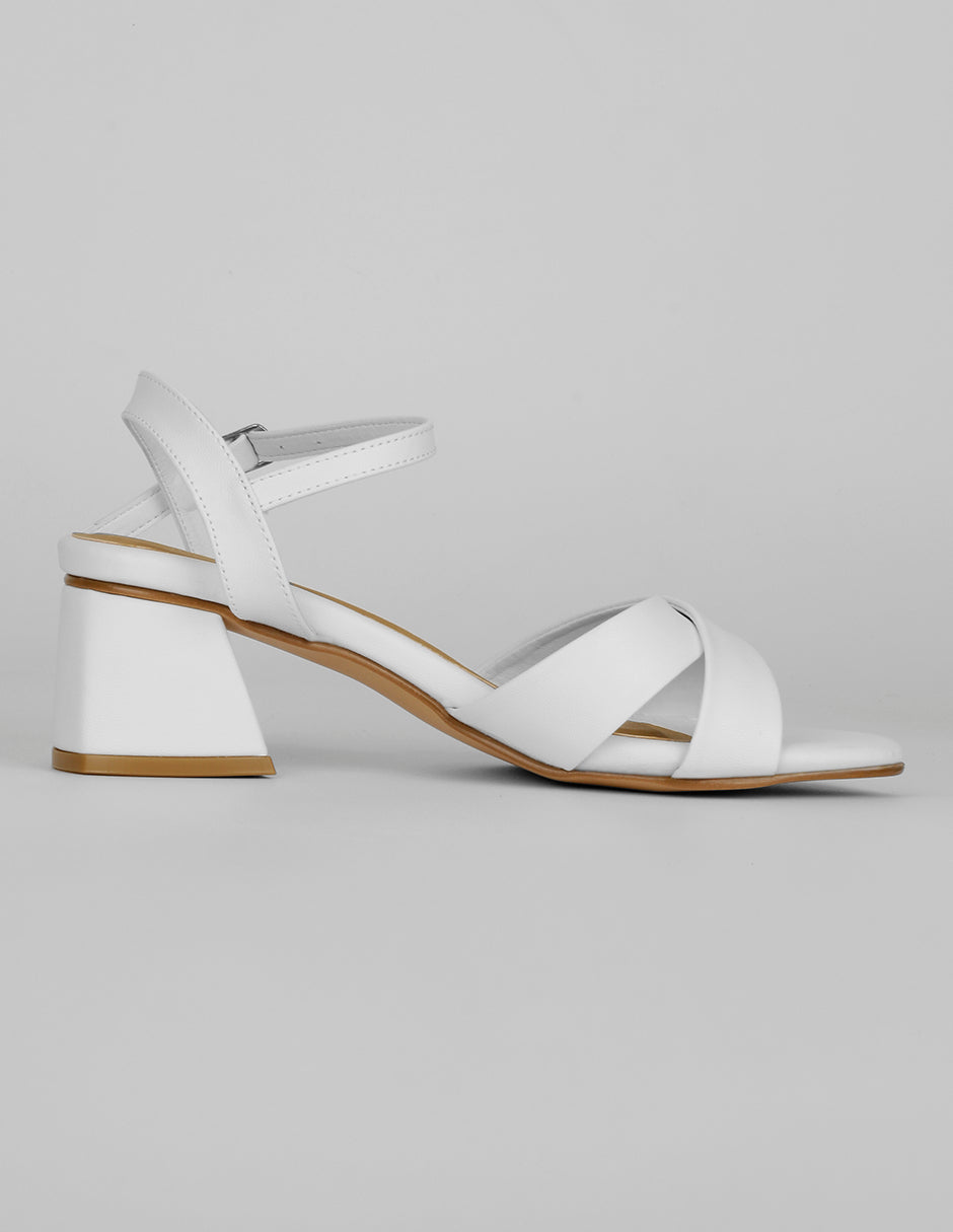Sandalia con tacón Stela en Piel vegana – Blanco