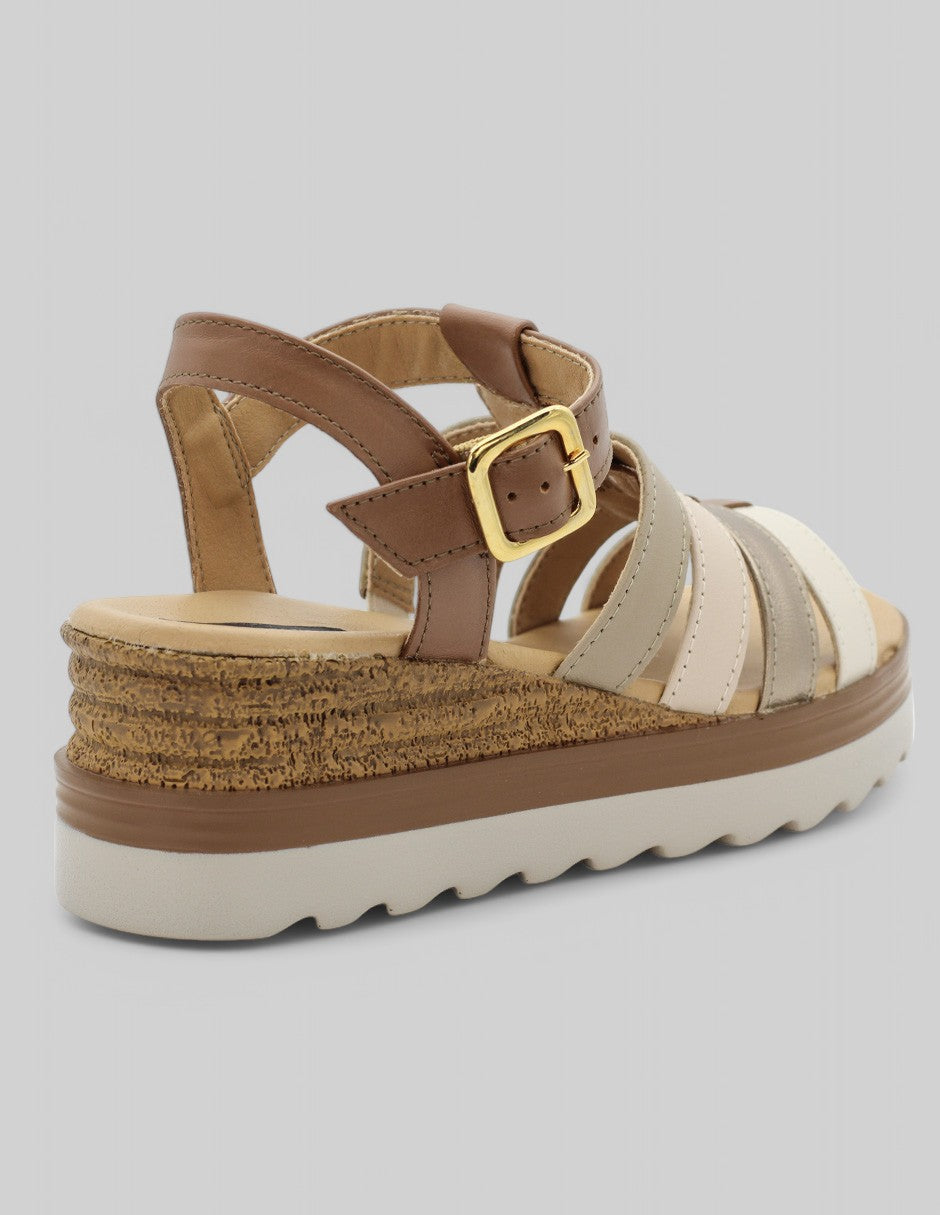 Sandalias con plataforma Hand Made en Piel de Flexi - Multicolor