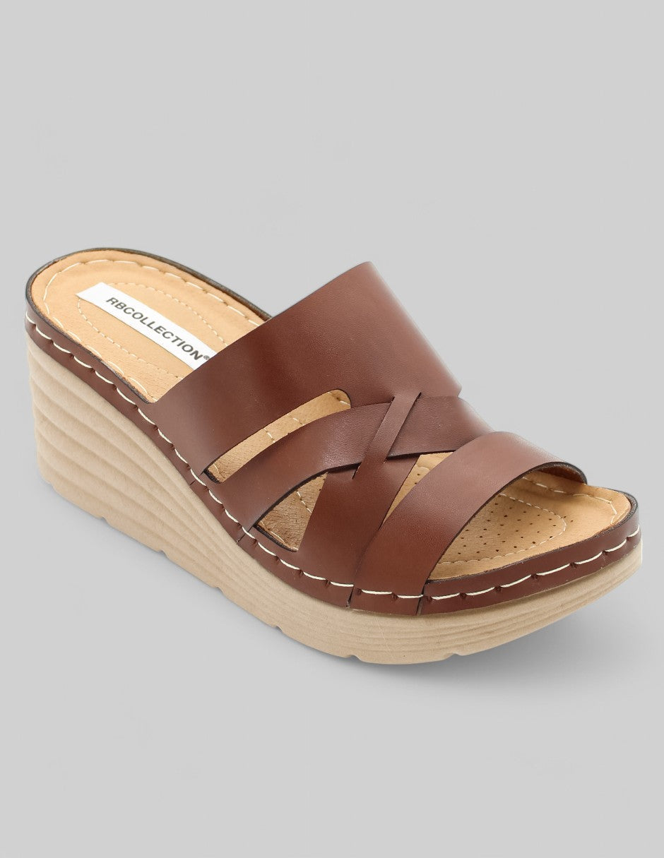 Sandalias con plataforma Exterior Piel vegana Color Café Para Mujer De RBCOLLECTION