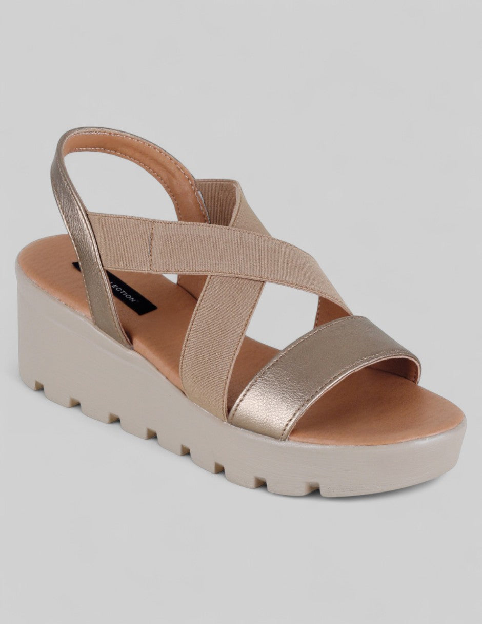 Sandalias con plataforma Naia en Sintético – Dorado