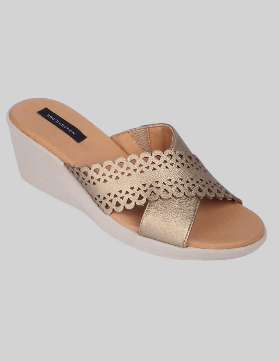 Sandalias con plataforma Exterior Piel vegana Color Oro Para Mujer De RBCOLLECTION