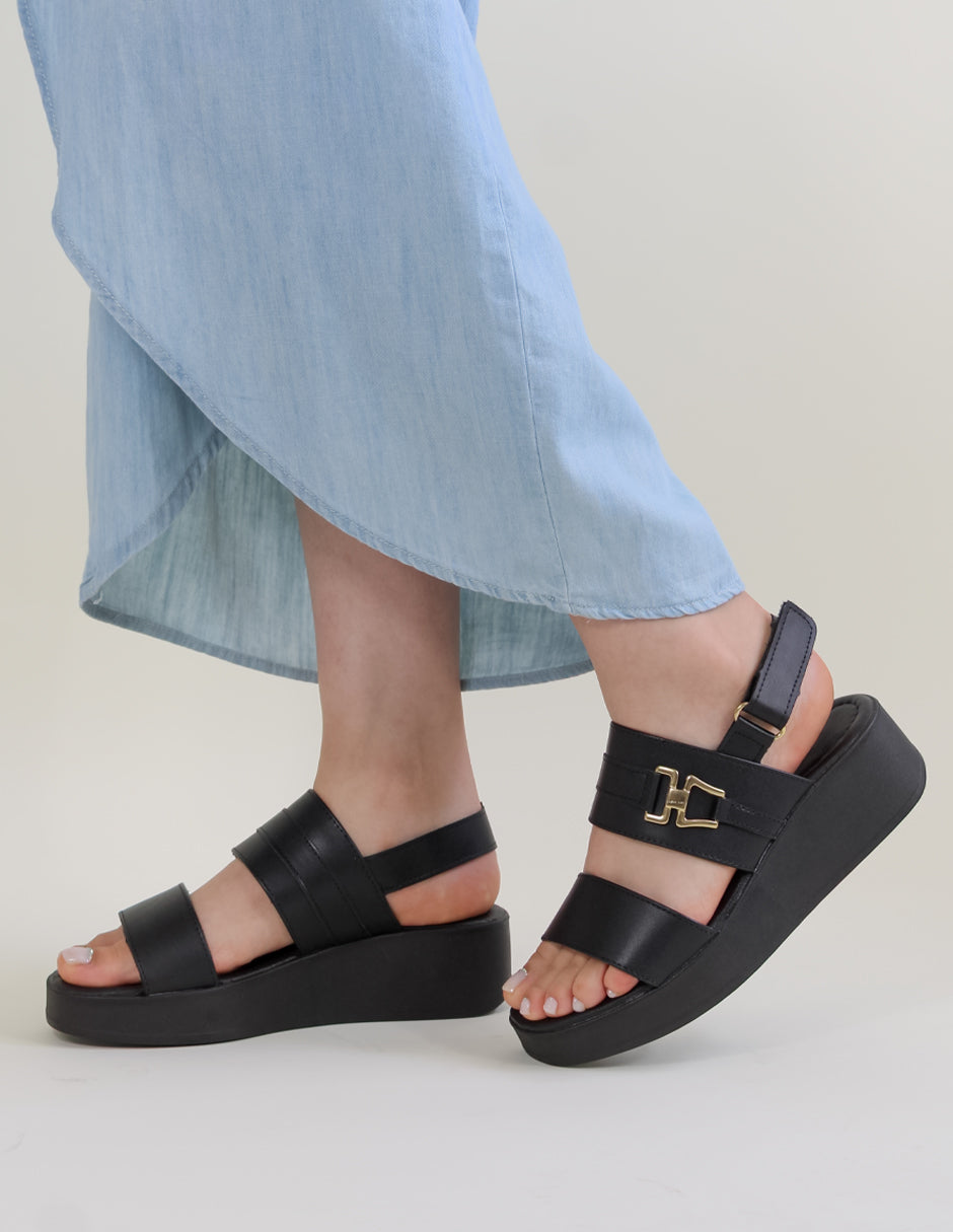 Sandalias con plataforma Yuri en Piel vegana - Negro