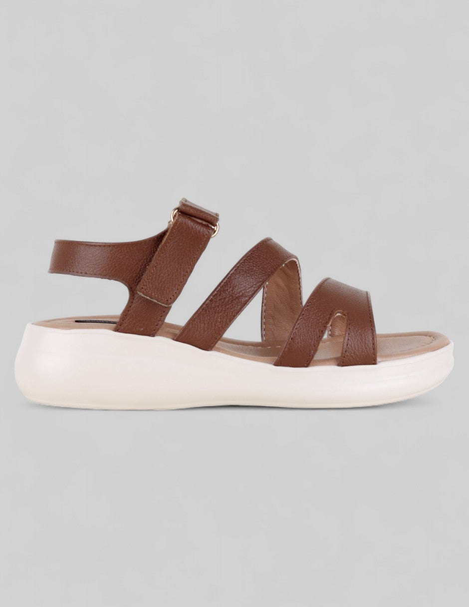 Sandalias con plataforma Hand made en Piel – Café