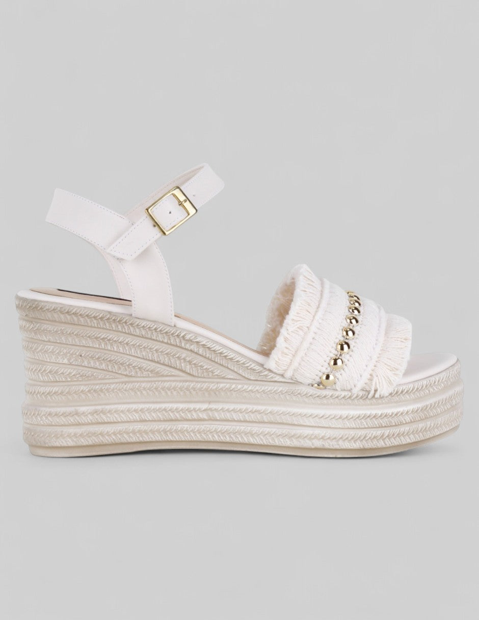 Sandalias con plataforma Naia en Textil – Blanco