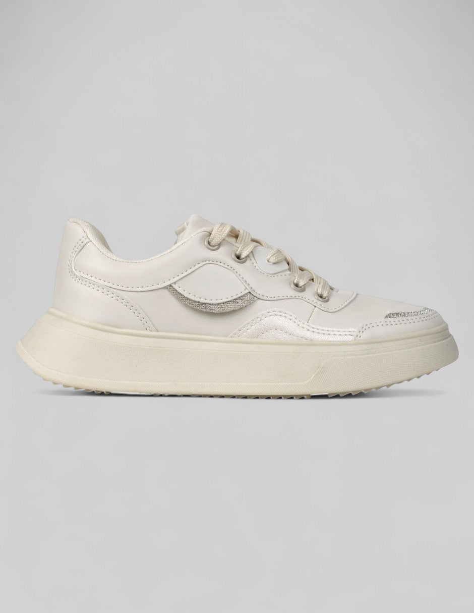 Tenis con cordones Exterior Sintético Color Beige Para Mujer De RBCOLLECTION