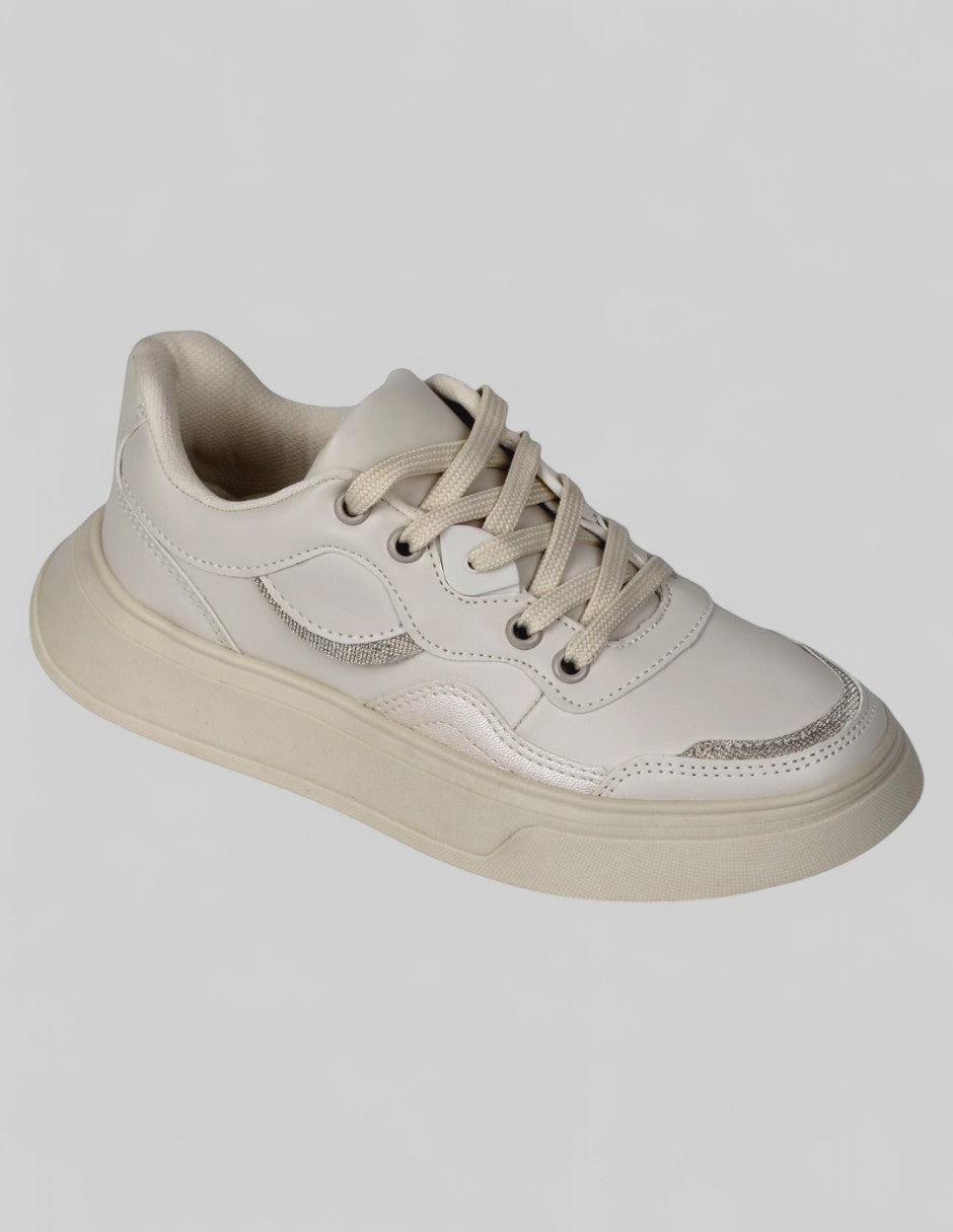 Tenis con cordones Chunk Sintético - Beige