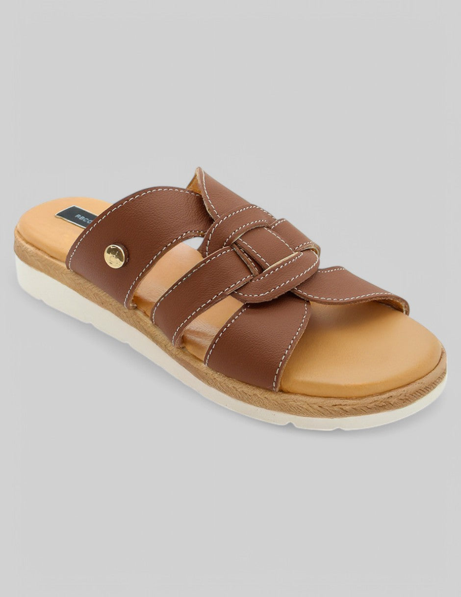 Sandalias con plataforma Exterior Piel Color Café Para Mujer De RBCOLLECTION
