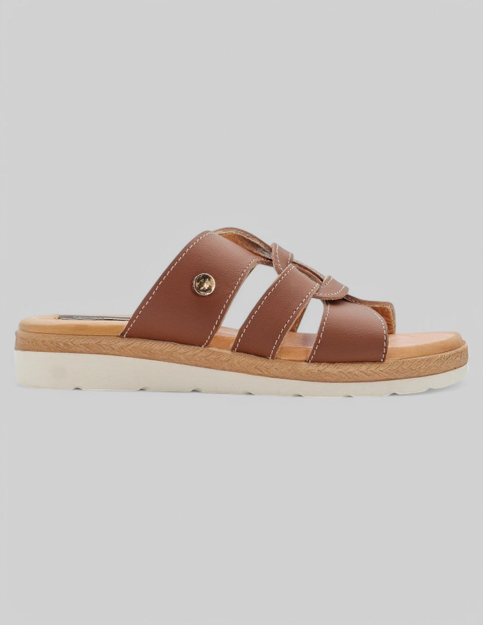 Sandalias con plataforma Hand Made en Piel - Café