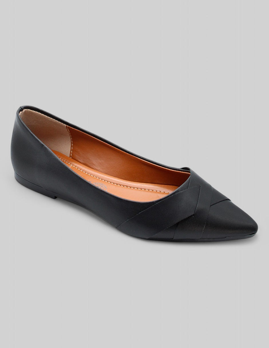 Flats puntales Exterior Piel vegana Color Negro Para Mujer De RBCOLLECTION