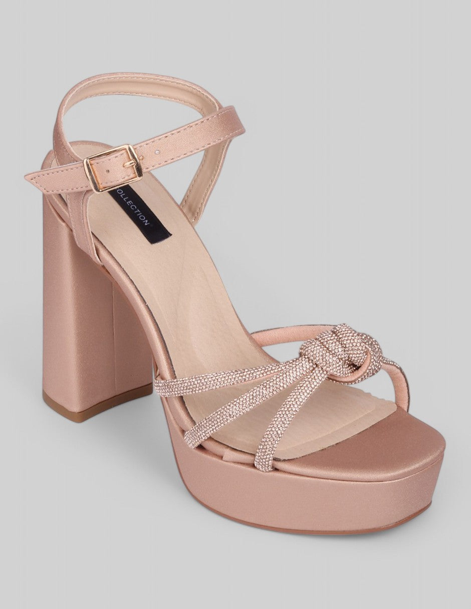 Sandalia con tacón Exterior Sintético Color Café Para Mujer De RBCOLLECTION