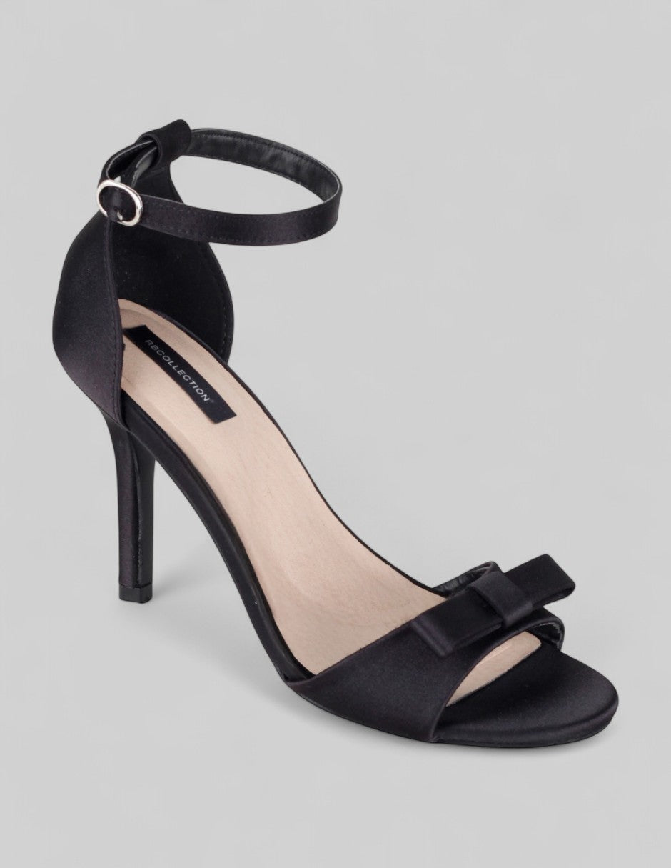 Sandalia con tacón Doll en Textil – Negro