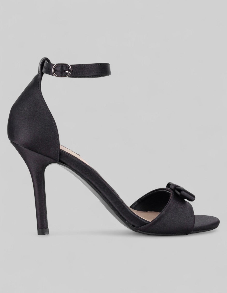 Sandalia con tacón Doll en Textil – Negro