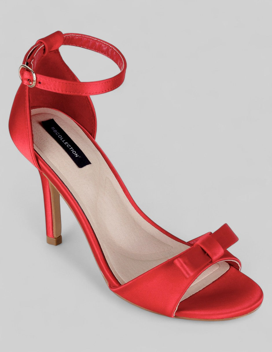 Sandalia con tacón Doll en Textil – Rojo