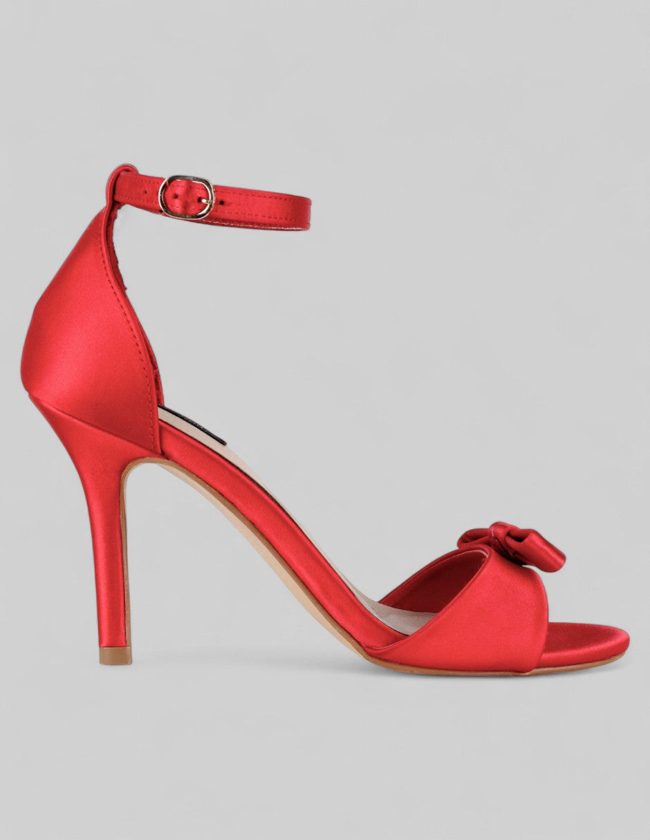 Sandalia con tacón Doll en Textil – Rojo