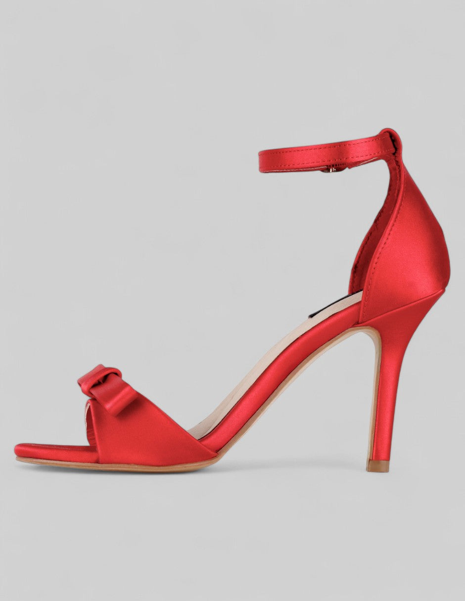 Sandalia con tacón Doll en Textil – Rojo