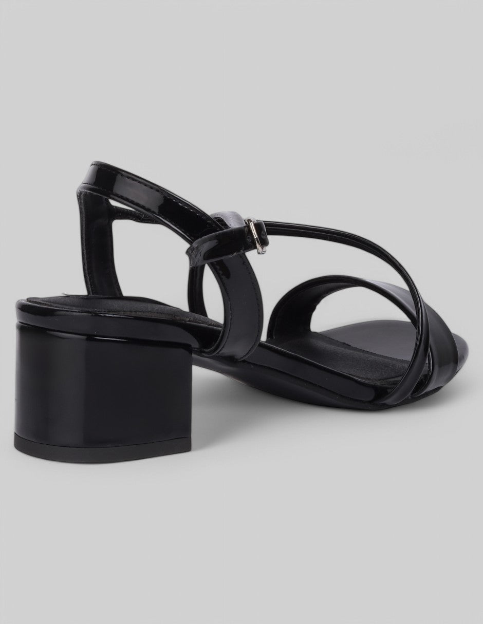 Sandalia con tacón Glam en Charol - Negro