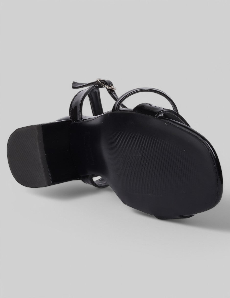 Sandalia con tacón Glam en Charol - Negro