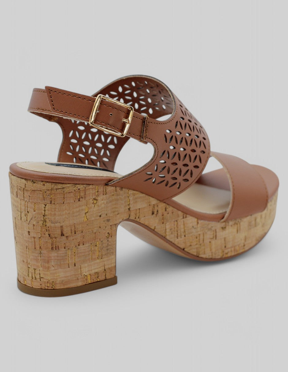 Sandalia con tacón Rice en Piel vegana - Café