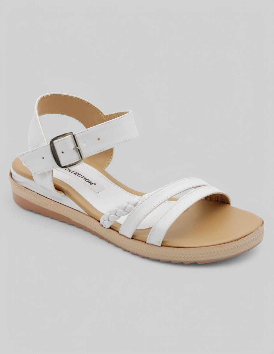 Sandalias de piso Exterior Piel vegana Color Blanco Para Mujer De RBCOLLECTION