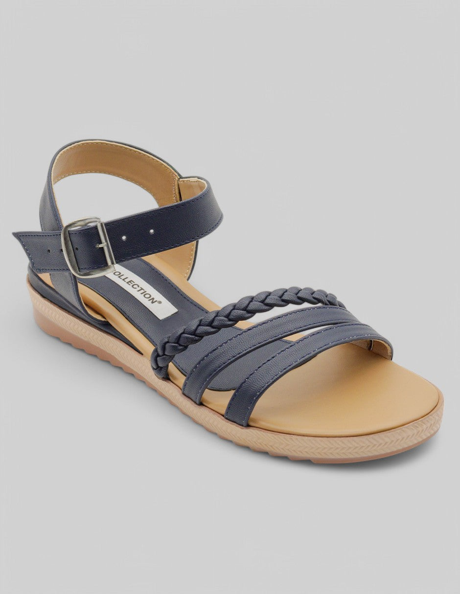 Sandalias de piso Exterior Piel vegana Color Azul Para Mujer De RBCOLLECTION