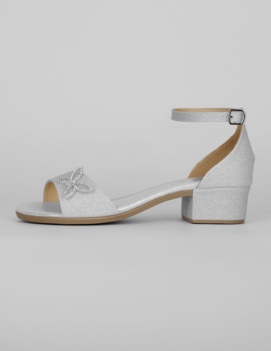 Sandalia con tacón Exterior Sintético Color Plata Para Mujer De RBCOLLECTION