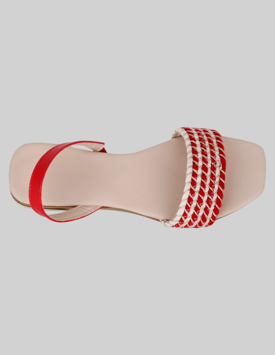 Sandalias de piso Solea en Textil – Rojo