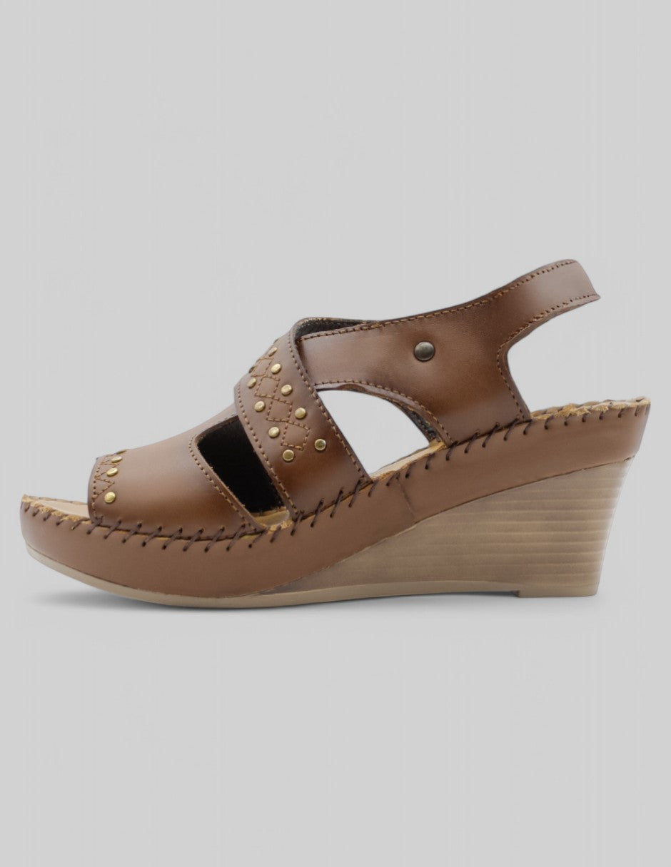 Sandalias con plataforma Hand Made en Piel - Café