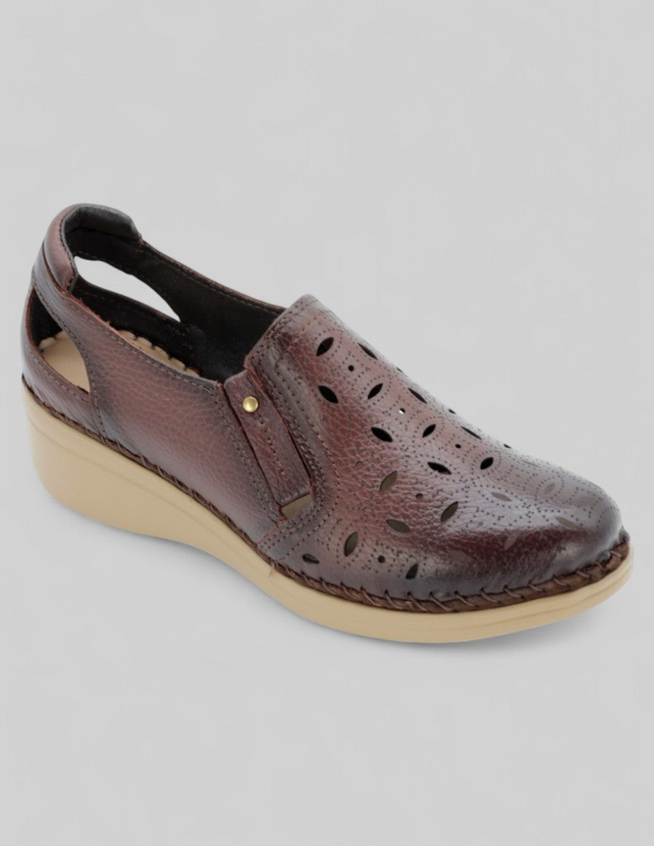 Tacon puente Exterior Piel Color Café Para Mujer De RBCOLLECTION