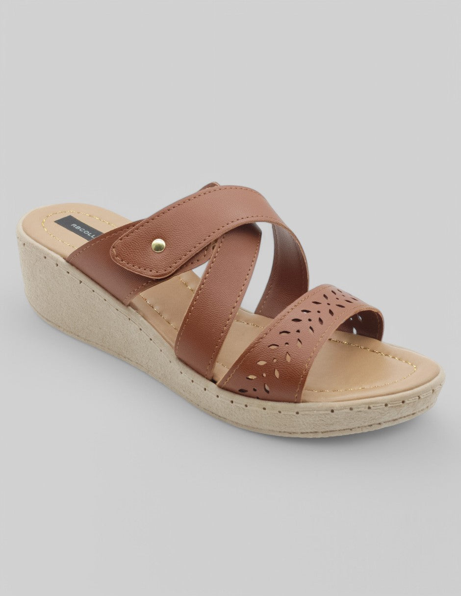 Sandalias con plataforma Exterior Piel vegana Color Café Para Mujer De RBCOLLECTION