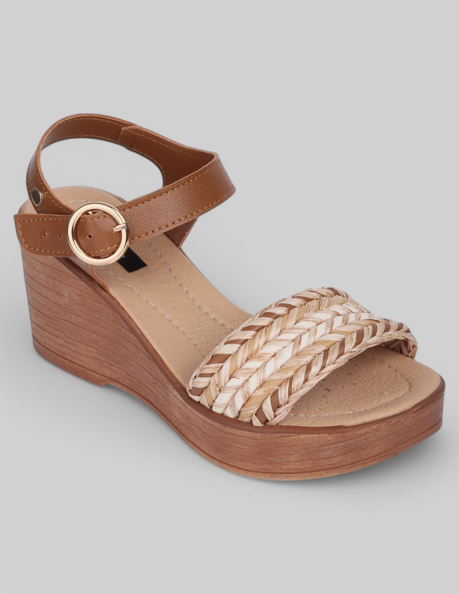 Sandalias con plataforma Exterior Piel vegana Color Café Para Mujer De RBCOLLECTION
