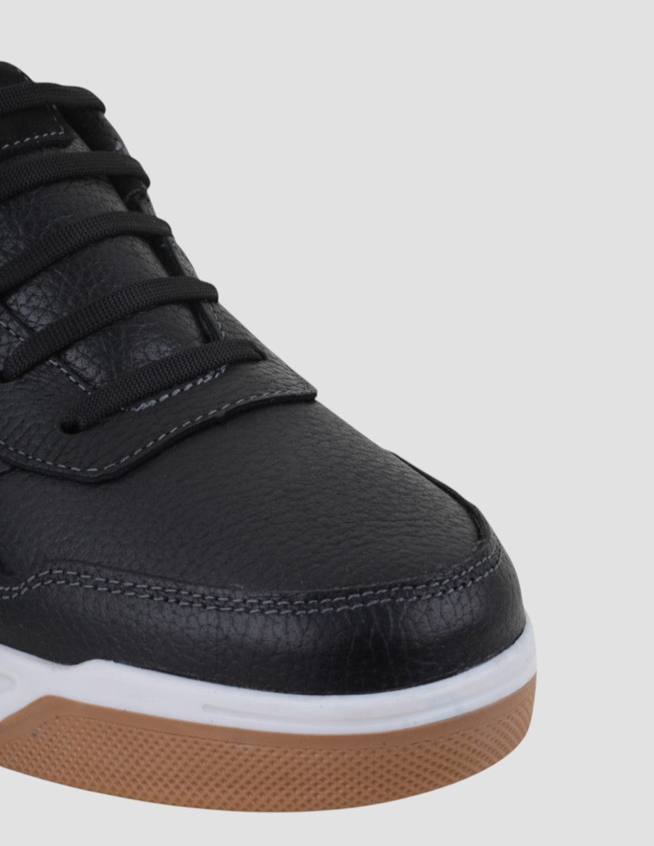 Tenis con cordones Urban en Piel – Negro