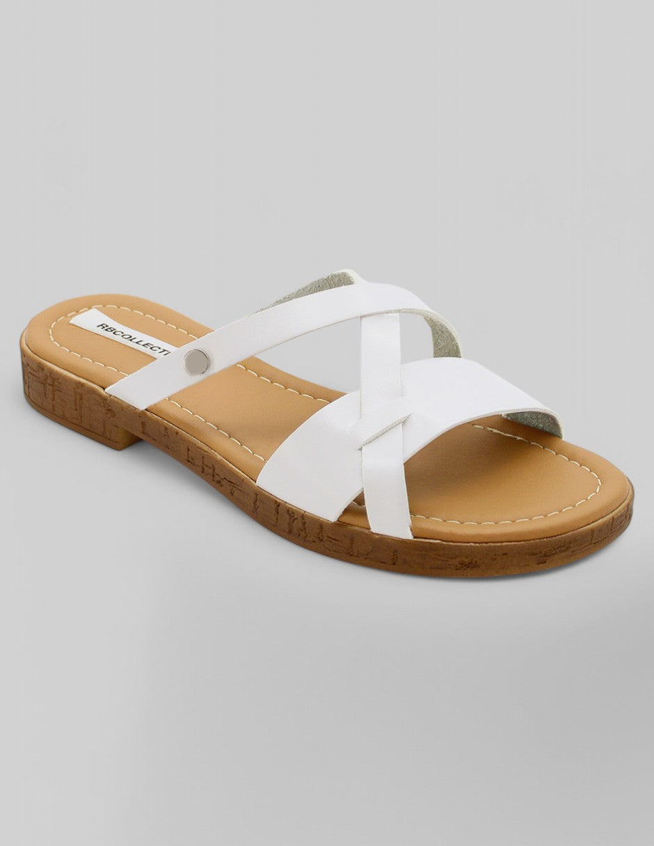 Sandalias de piso Exterior Piel vegana Color Blanco Para Mujer De RBCOLLECTION
