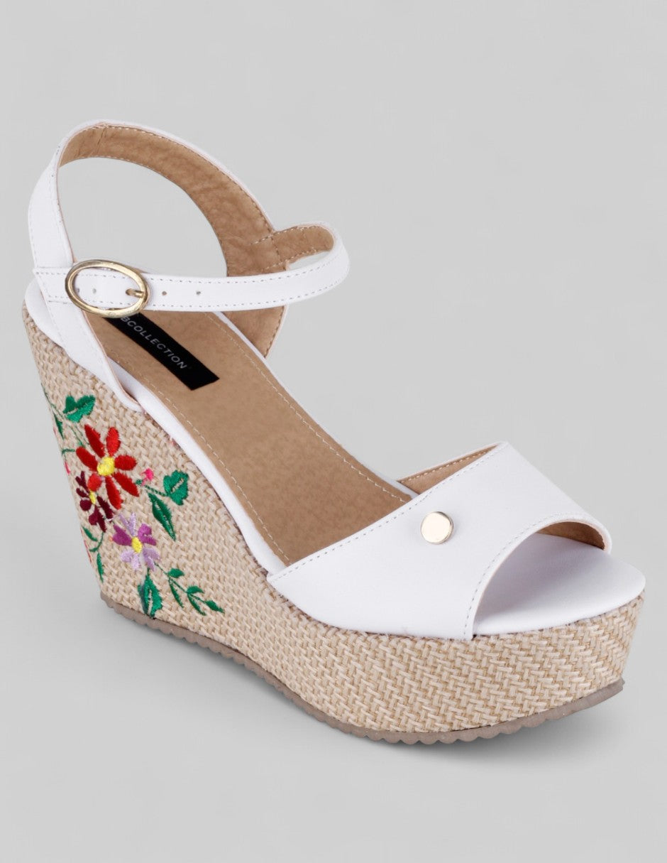 Sandalias con plataforma NAIA en Piel vegana – Blanco