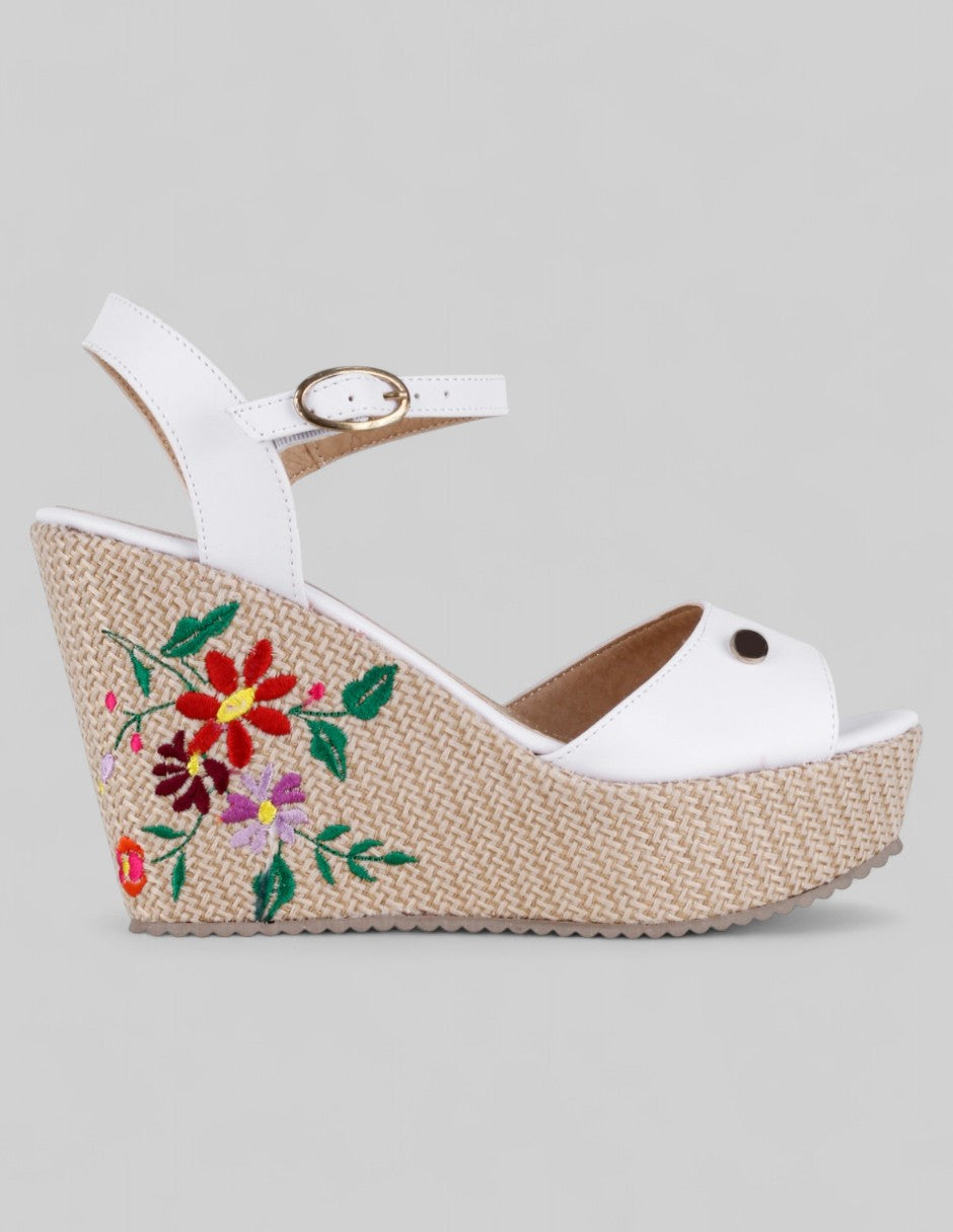 Sandalias con plataforma NAIA en Piel vegana – Blanco