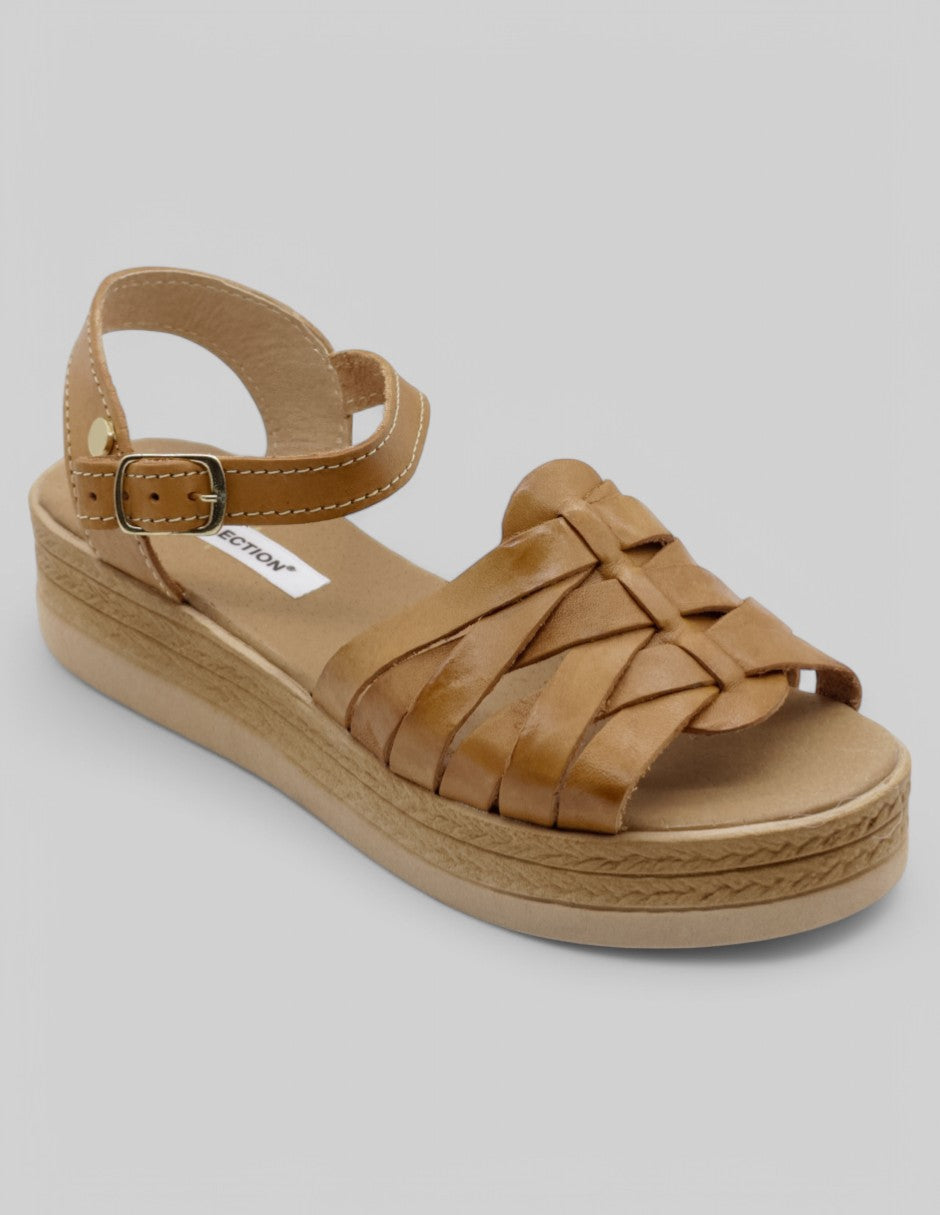 Sandalias con plataforma Exterior Piel Color Camel Para Mujer De RBCOLLECTION